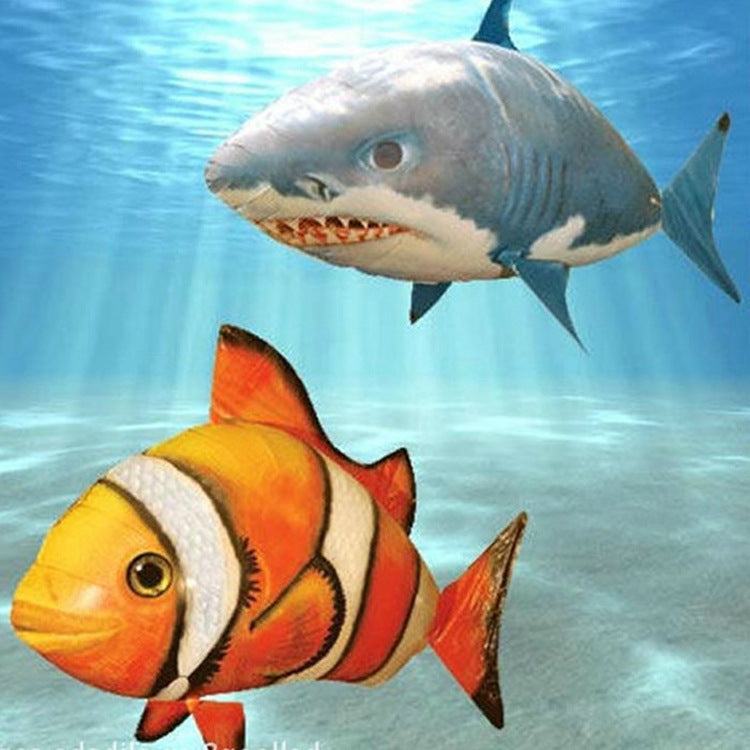 Air Swimming Fish Balloon Toy - RC Inflatable Shark/Clown Fish with Infrared Control