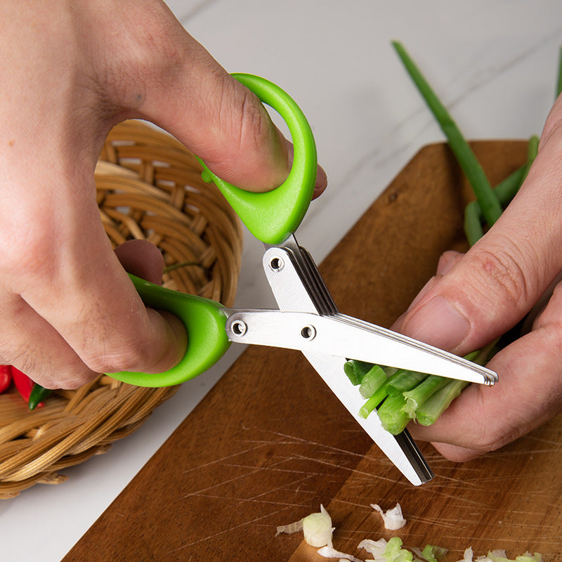 Multifunctional Kitchen Scissors - 5 Layer Vegetable & Herb Cutter for Fas Preparation