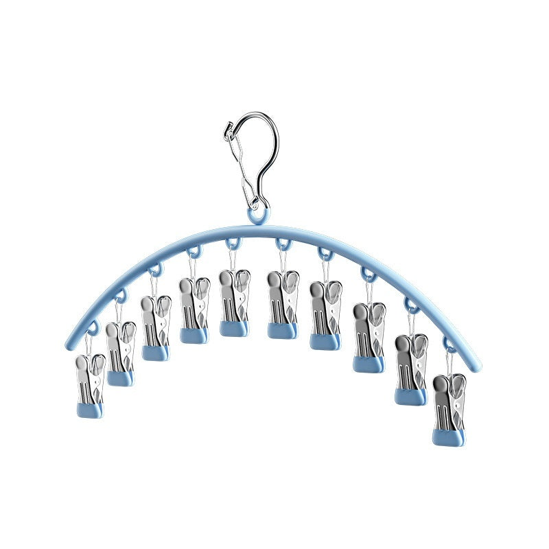 Windproof Stainless Steel Socks & Leggings Hanger - 10 Clips Organizer for Closet & Outdoor Drying