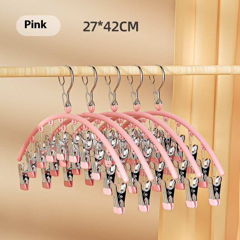 Windproof Stainless Steel Socks & Leggings Hanger - 10 Clips Organizer for Closet & Outdoor Drying