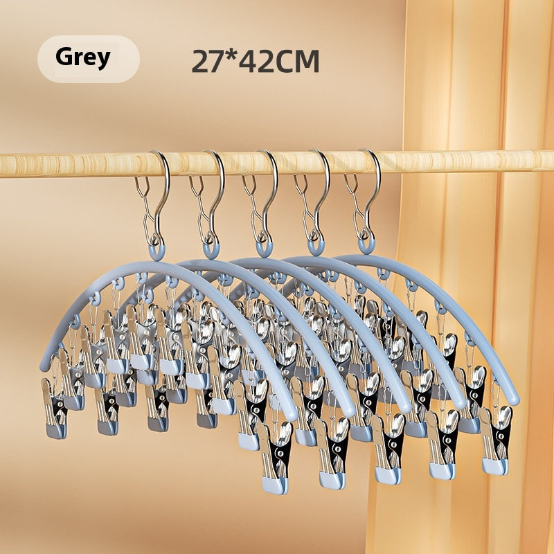 Windproof Stainless Steel Socks & Leggings Hanger - 10 Clips Organizer for Closet & Outdoor Drying