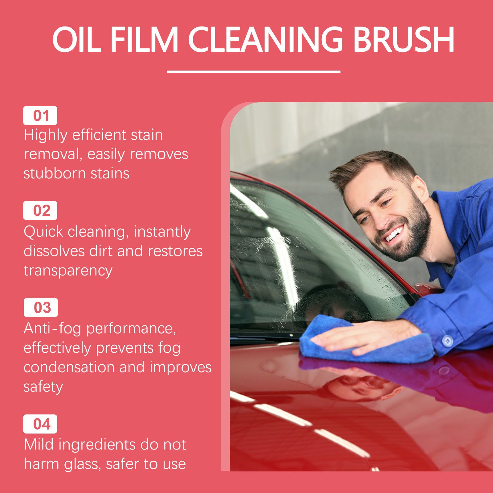 English Color Box Windshield Glass Protector Detergent Kit Decontamination Cleaning Window Rainproof Car Window Cleaning Brush