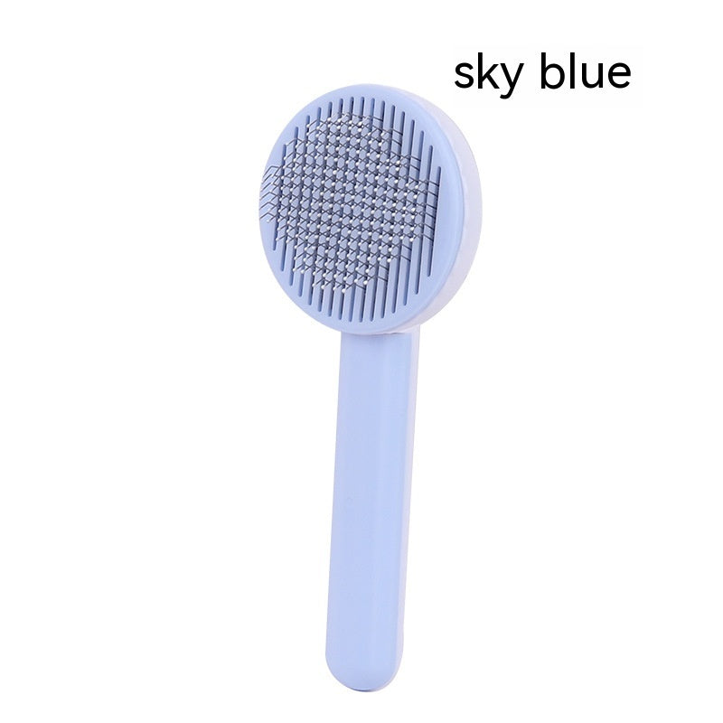 Pet Massage Comb with Self-Cleaning Button - Ideal for Shedding & Tangles