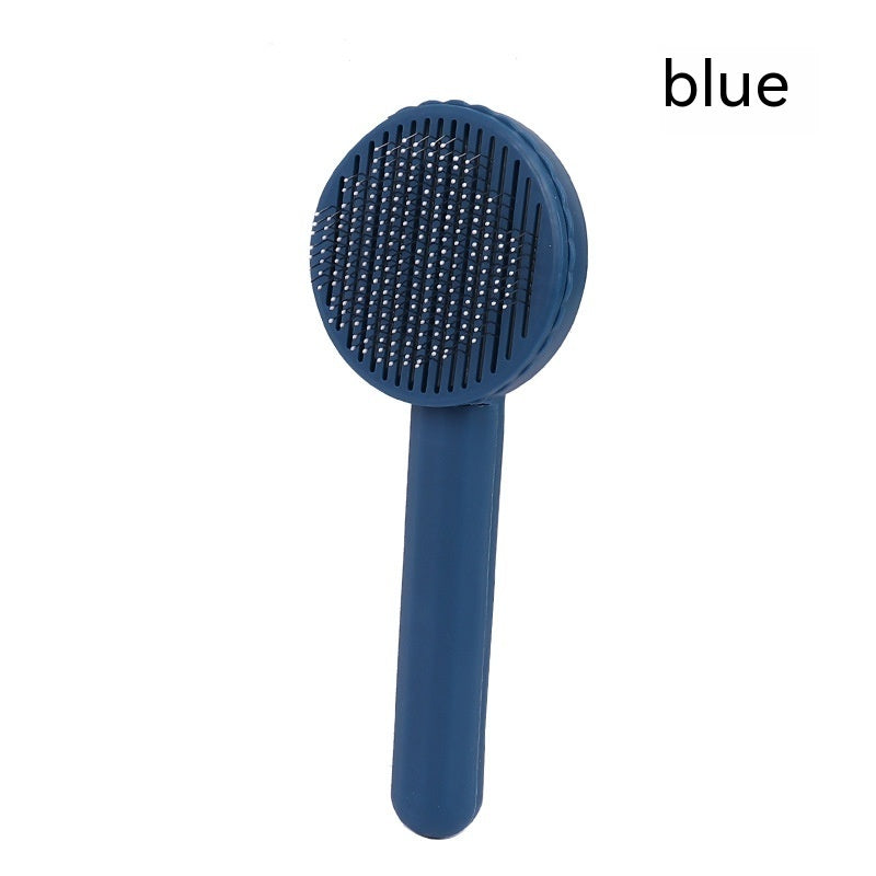 Pet Massage Comb with Self-Cleaning Button - Ideal for Shedding & Tangles