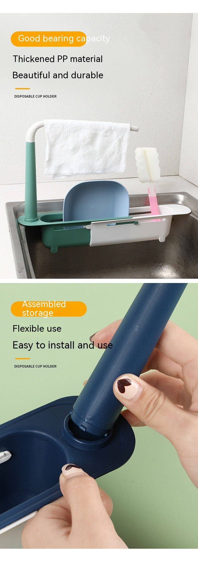 Expandable Kitchen Sink Shelf - Adjustable Kitchen Organizer Shelf for Sponge, Soap & Rags