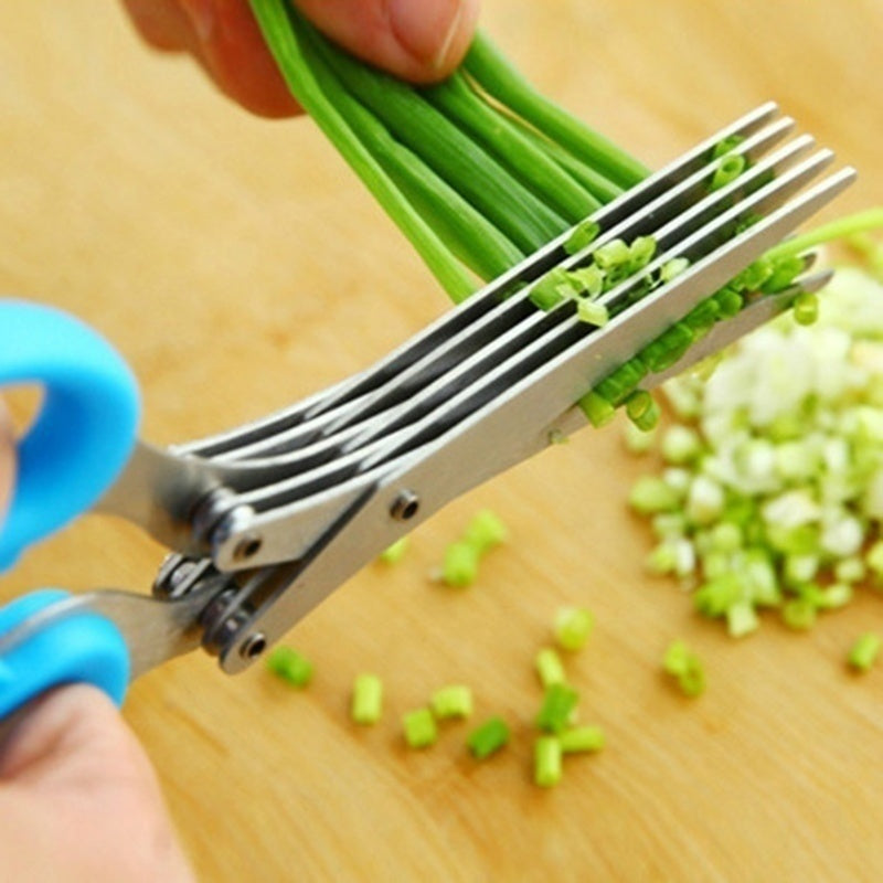 Multifunctional Kitchen Scissors - 5 Layer Vegetable & Herb Cutter for Fas Preparation