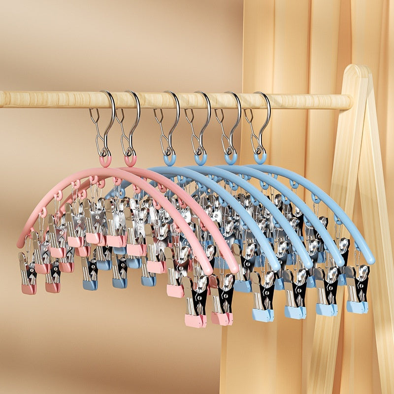 Windproof Stainless Steel Socks & Leggings Hanger - 10 Clips Organizer for Closet & Outdoor Drying