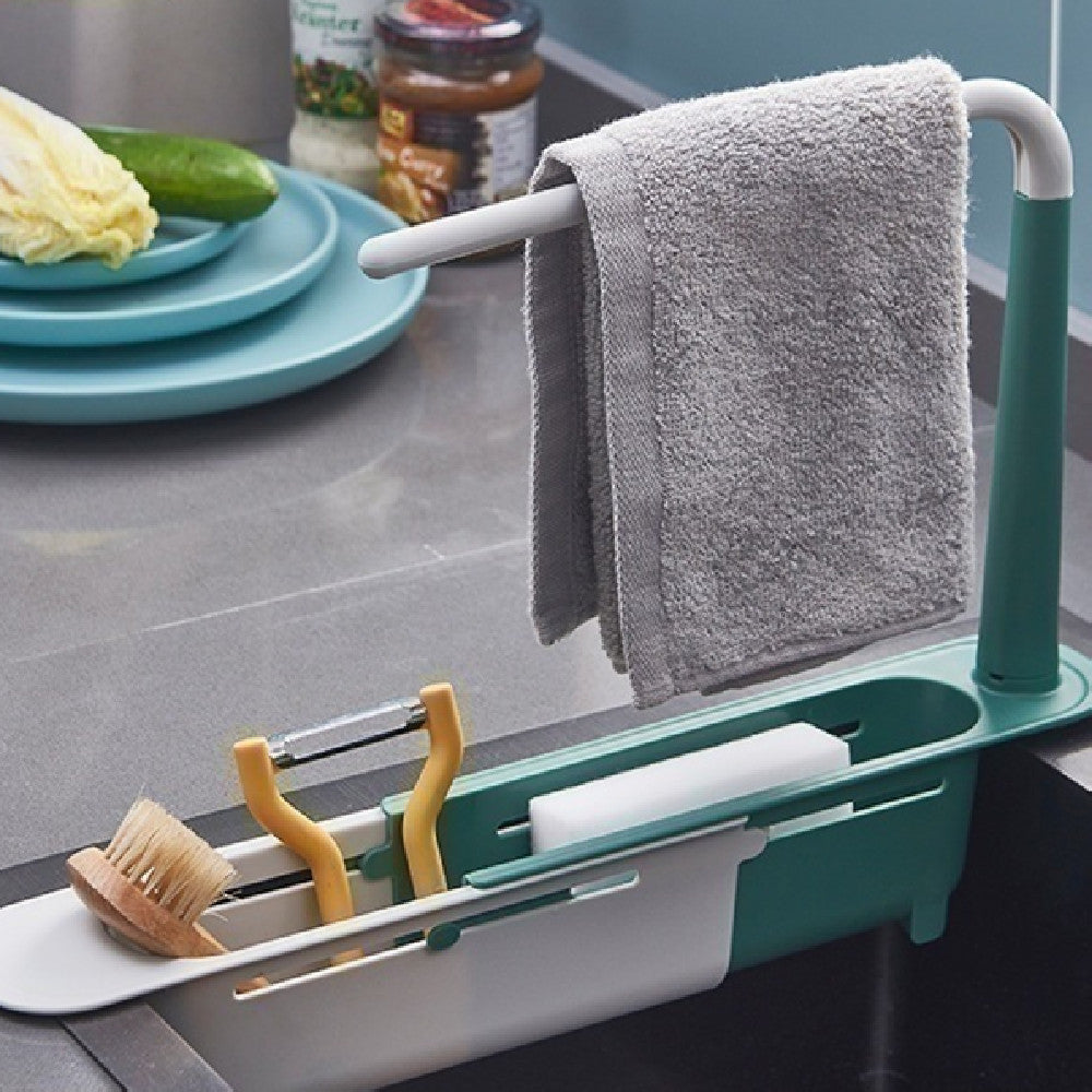 Expandable Kitchen Sink Shelf - Adjustable Kitchen Organizer Shelf for Sponge, Soap & Rags